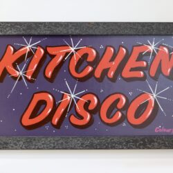 Kitchen Disco & faux neon Cocktails framed wall art