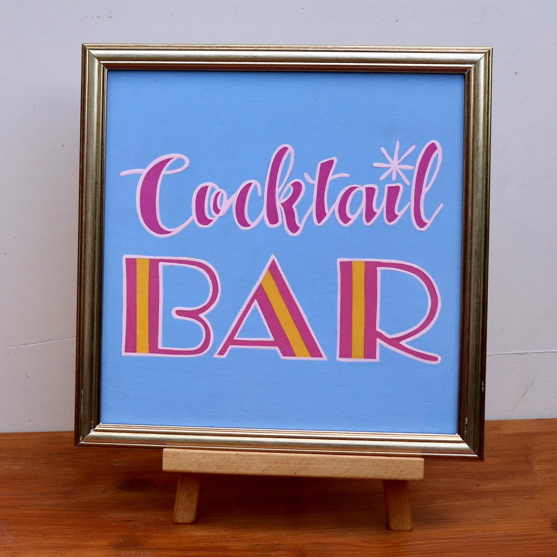 Cocktail Bar small wooden sign 30x30cm