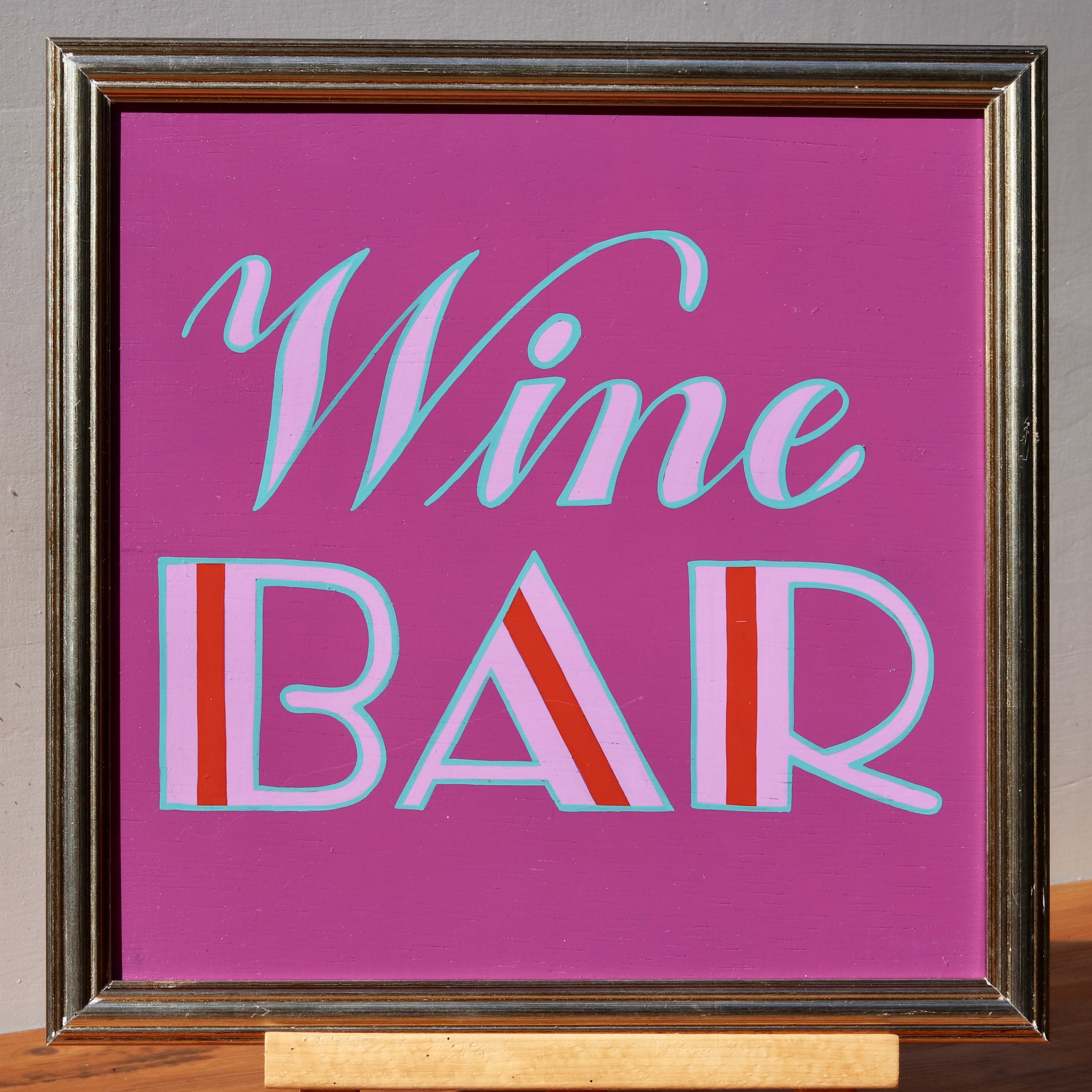 ‘Wine Bar’ framed interior word art sign