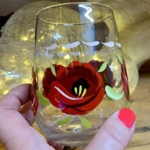 red canal roses wine glass