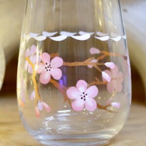 Cherry blossom stemless wine glass