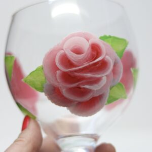 Beautifully hand-painted gin glass in 'folk-art' style Pink ROSES design