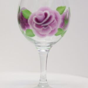 Beautifully hand-painted gin glasses in ‘folk-art’ style Violet ROSES design