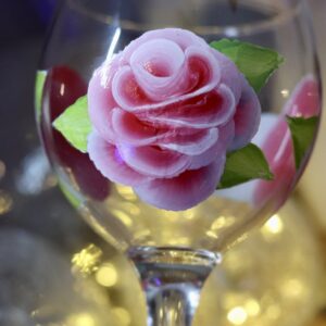 Beautifully hand-painted gin glass in ‘folk-art’ style Pink ROSES design