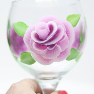 Beautifully hand-painted gin glasses in 'folk-art' style Violet ROSES design