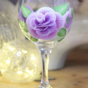 Beautifully hand-painted gin glasses in ‘folk-art’ style Violet ROSES design