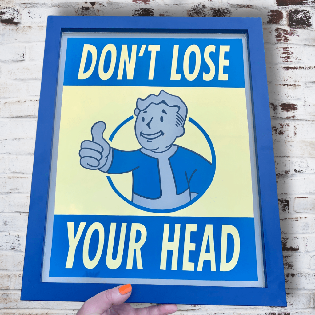 Vault Boy Fallout Reverse Glass Gold leaf wall art