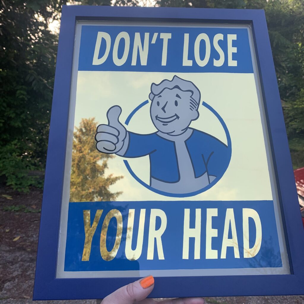 Vault Boy Fallout Reverse Glass Gilding