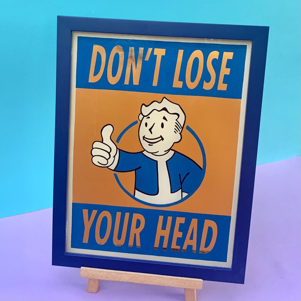 Vault Boy Fallout Reverse Glass Gilded wall art