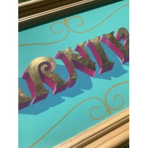 Detail ofCARNIVAL hand-painted and gilded letter art sign