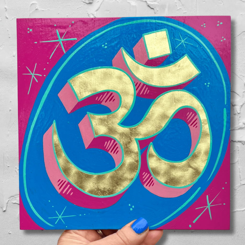 ‘OM’ sacred symbol hand-painted and gilded