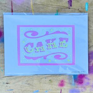 CAKE papercut lettering art A3 poster in cellophane envelope