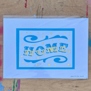 HOME papercut lettering art A3 poster in cellophane envelope