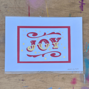 JOY papercut lettering art A3 poster in cellophane envelope