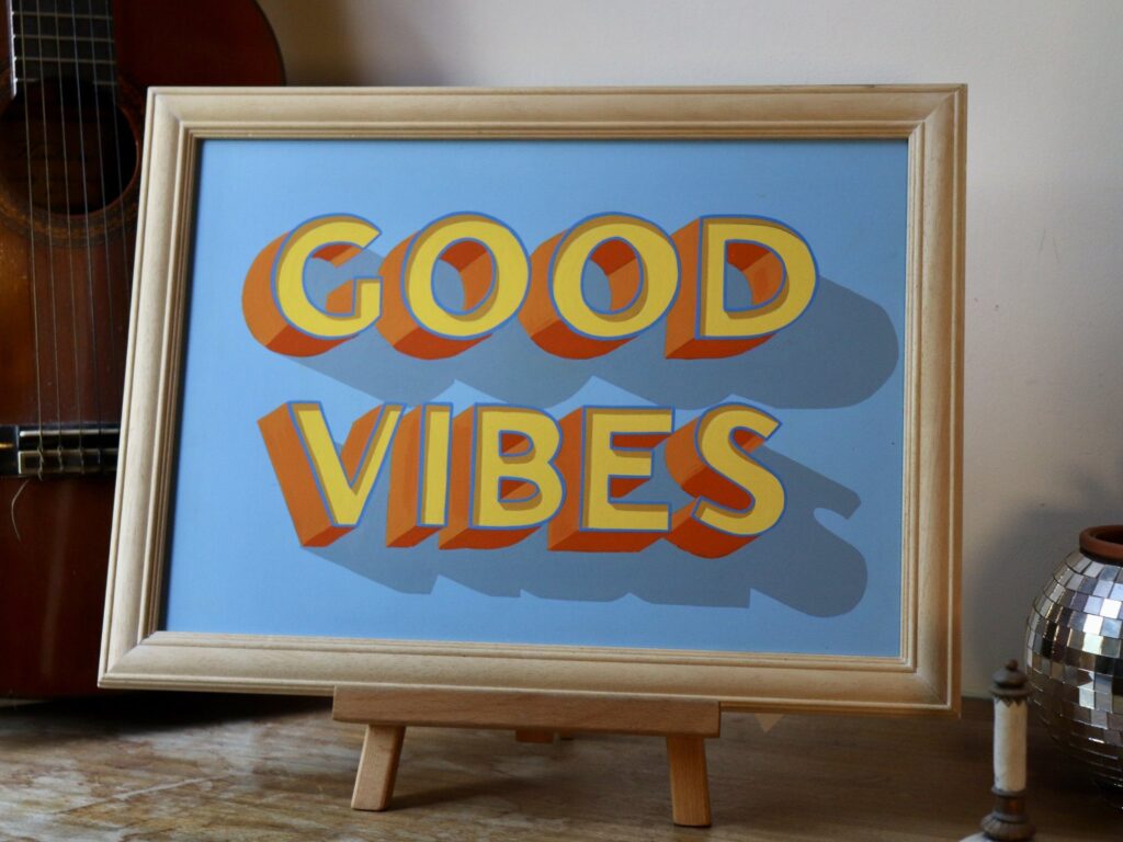 Handpainted sign art GOOD VIBES