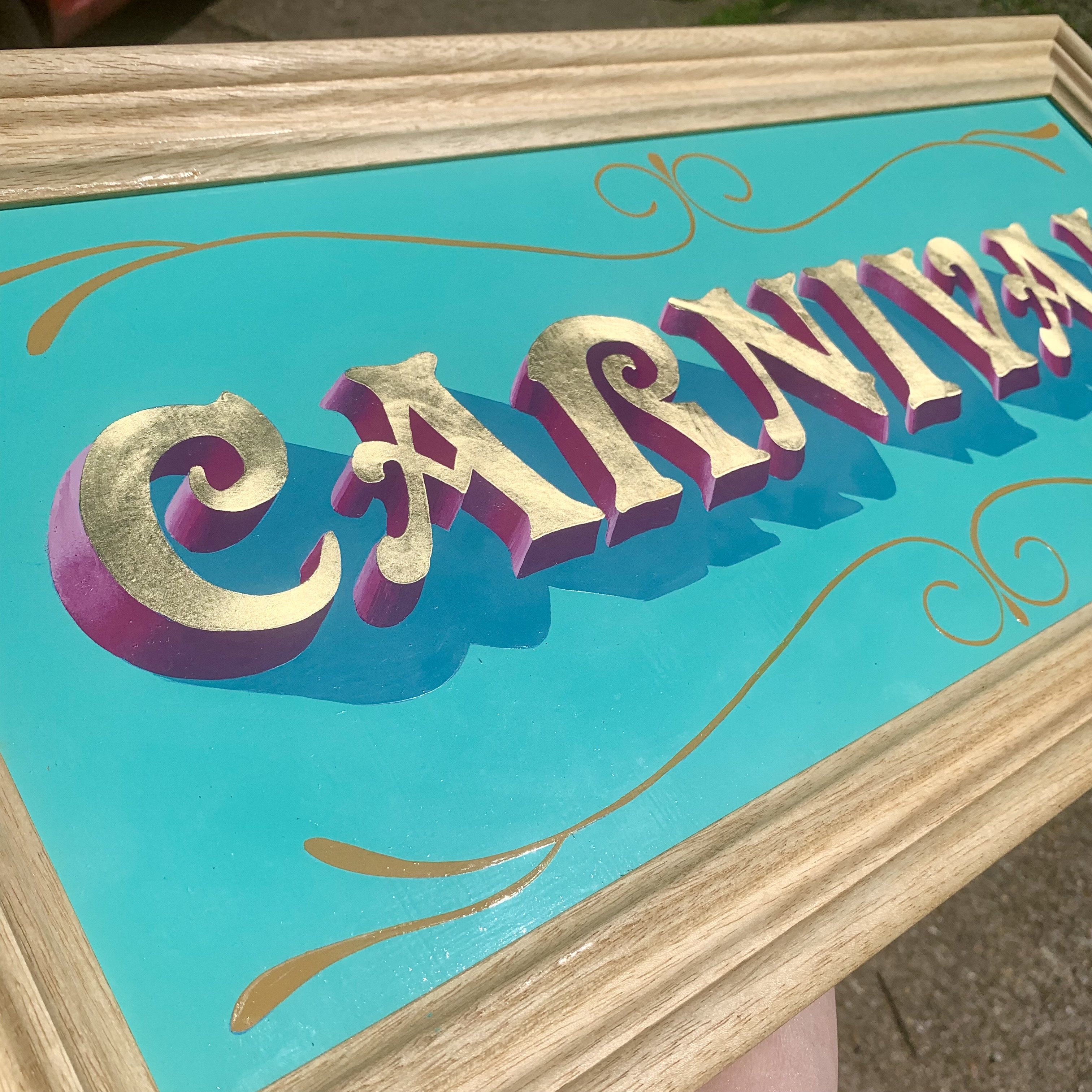 CARNIVAL hand-painted and gilded letter art sign