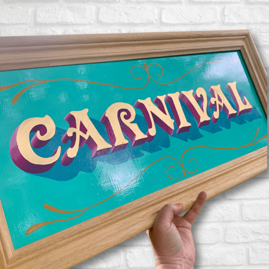 CARNIVAL hand-painted and gilded letter art sign