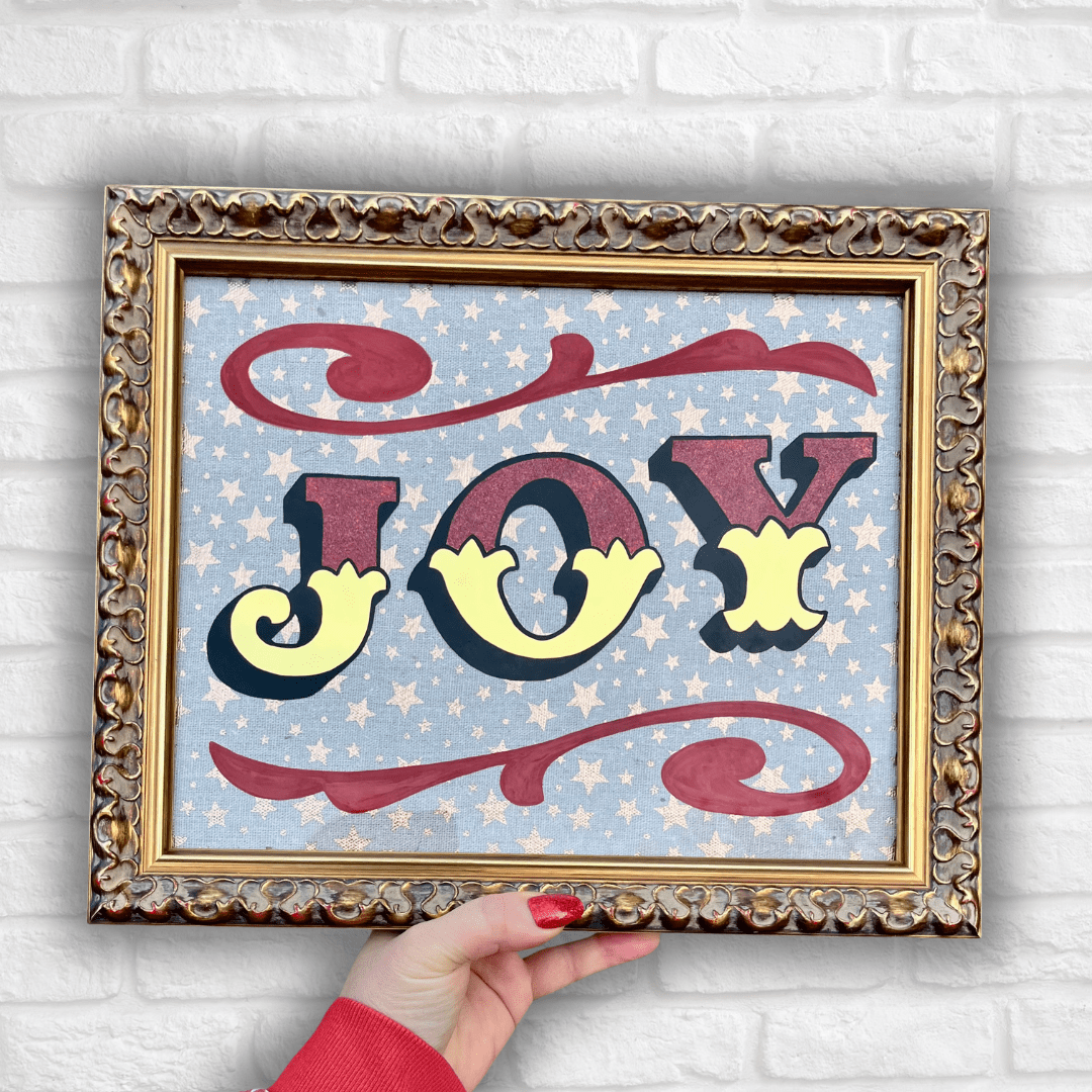 ‘JOY’ Glass Gold leaf Circus Style Lettering Artwork