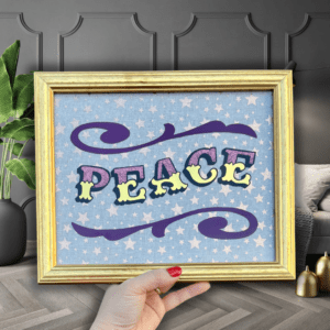 ‘PEACE’ Glass Gold leaf Circus Style Lettering Artwork