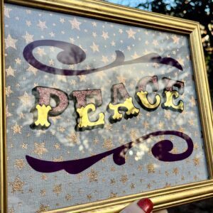 ‘PEACE’ Glass Gold leaf Circus Style Lettering Artwork