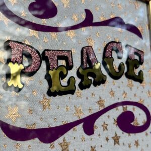 ‘PEACE’ Glass Gold leaf Circus Style Lettering Artwork