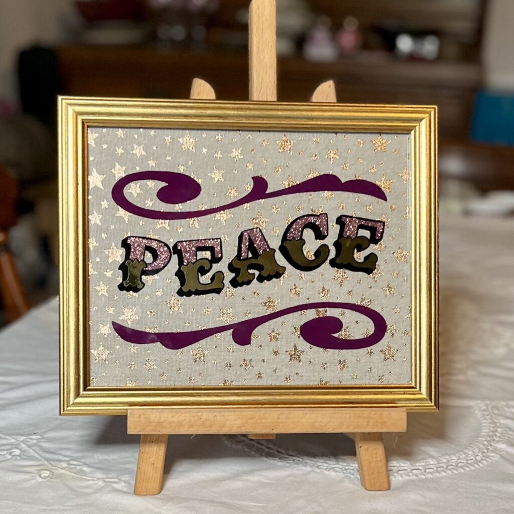 ‘PEACE’ Glass Gold leaf Circus Style Lettering Artwork