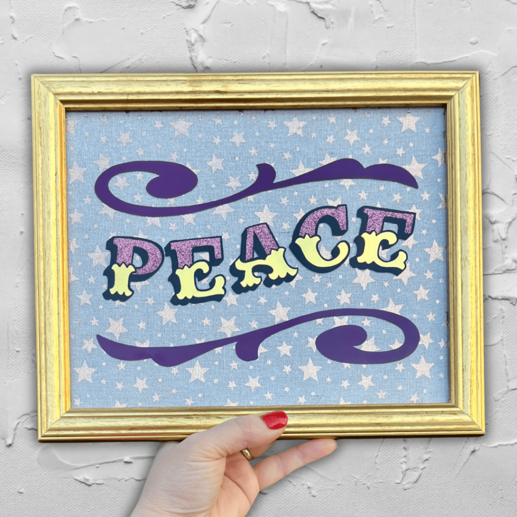 ‘PEACE’ Glass Gold leaf Circus Style Lettering Artwork