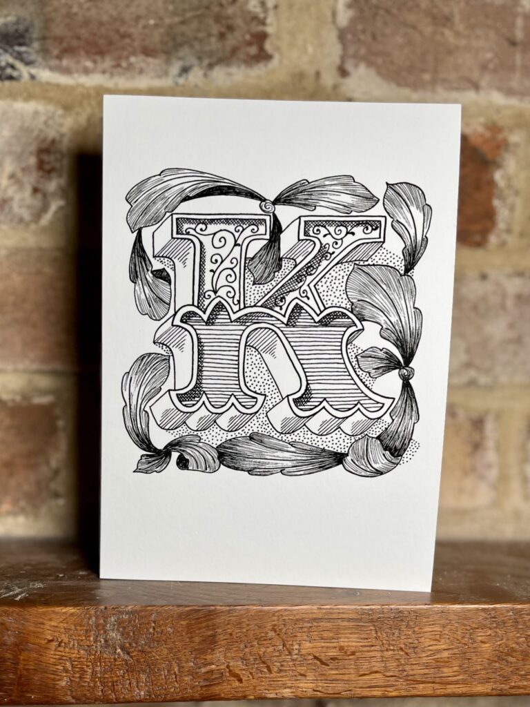 Ornamental Letter K Card