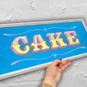 Reverse Glass Gold Leaf 'CAKE' Wall Art Sign