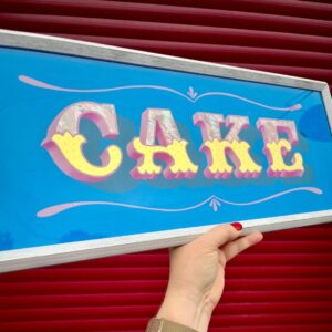 Reverse Glass Gold Leaf ‘CAKE’ Wall Art Sign