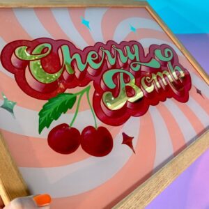 Cherry Bomb dazzling glass gold leaf sign