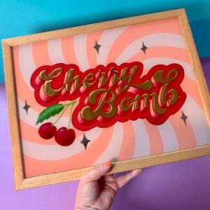 Cherry Bomb – A Dazzling Glass Gold leaf Wall Art Sign