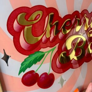 Cherry Bomb dazzling glass gold leaf sign