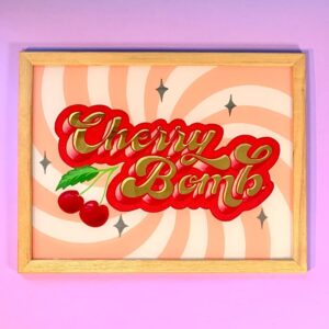 Cherry Bomb dazzling glass gold leaf sign