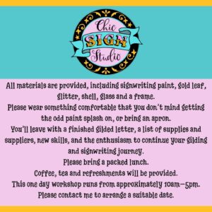 Gift Voucher for a 1 Day Glass Gilding workshop at Chic Sign Studio