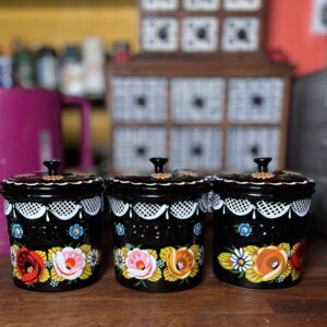 Canal Roses handpainted tea coffee & sugar ceramic pots