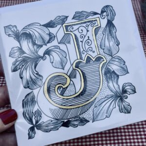Beautifully hand-drawn ornamental letter J