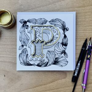 Beautifully hand-drawn ornamental letter P